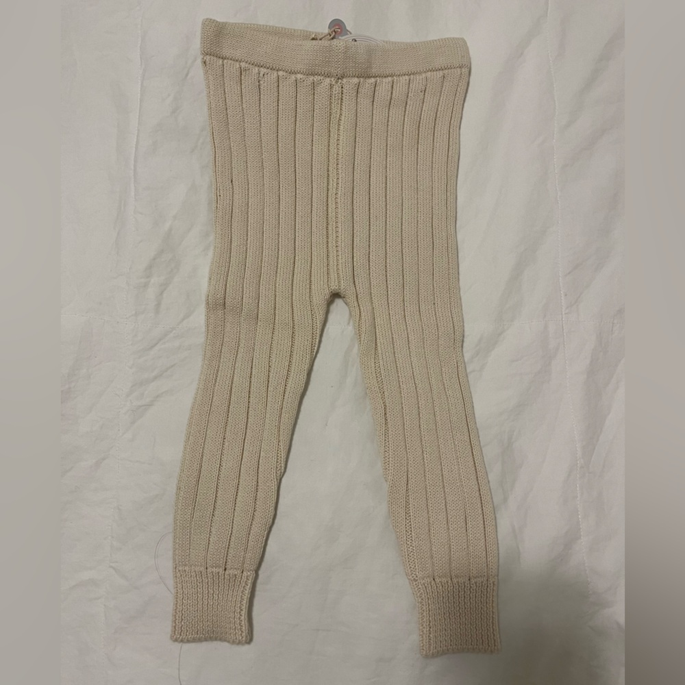 Ribbed Knit Beige Leggings